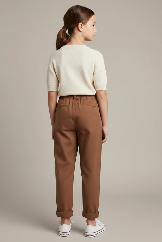 Pantalon Chino Marron Ample Coton Enfant - vue 2