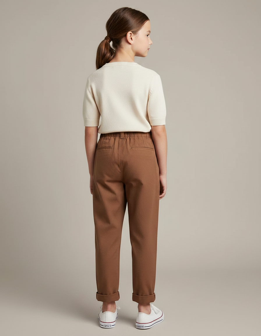 Pantalon Chino Marron Ample Coton Enfant - vue 2