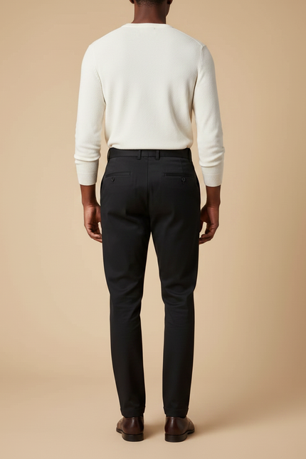 Pantalon Chino Noir Plissé Élégant Homme - Gabardine - vue 2