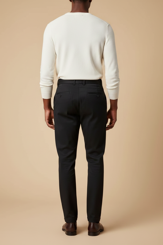 Pantalon Chino Noir Plissé Élégant Homme - Gabardine - vue 2