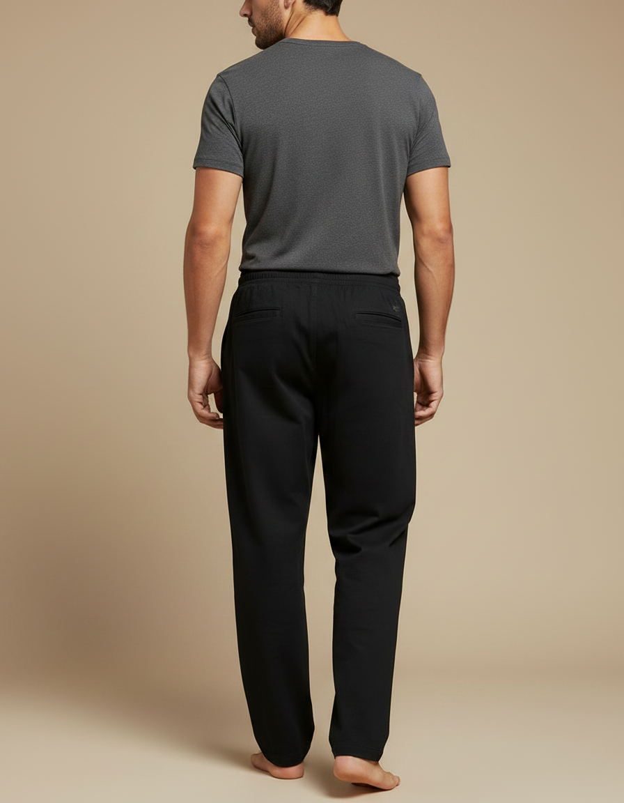 Pantalon Chino Noir Ample Cordon Homme - Coton - vue 2