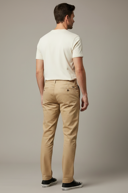 Pantalon Chino Slim Coton Stretch - Beige - vue 2