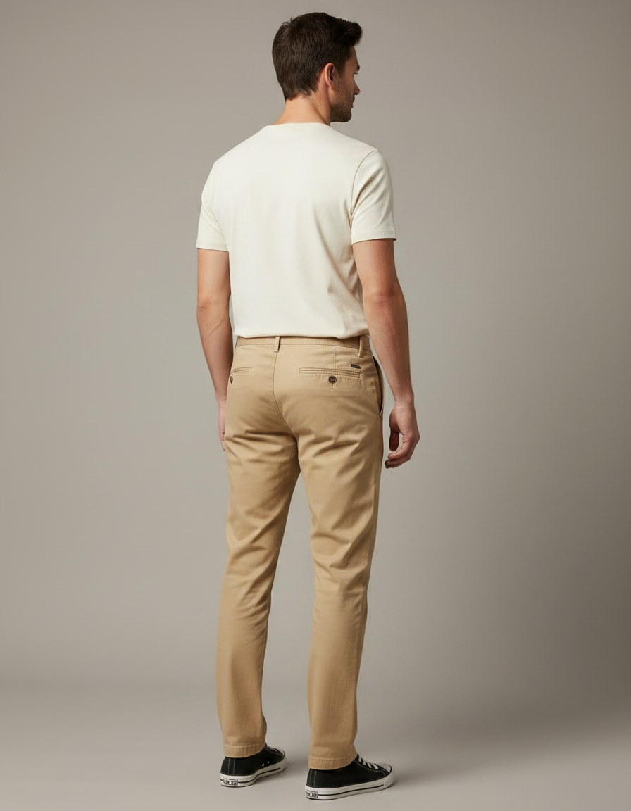 Pantalon Chino Slim Coton Stretch - Beige - vue 2