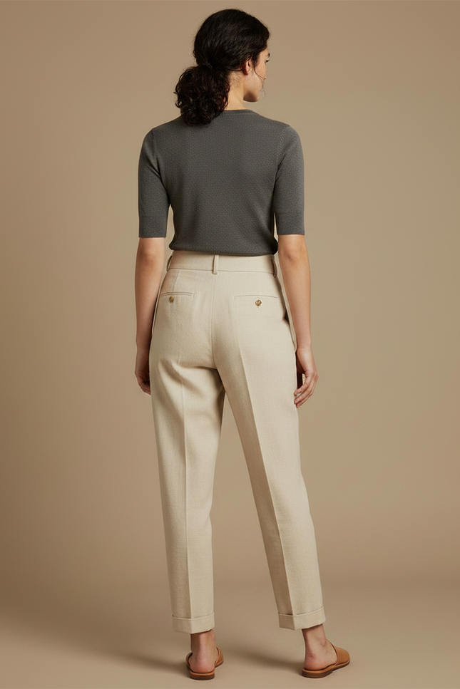 Pantalon Lin Chino Femme - Beige - vue 2