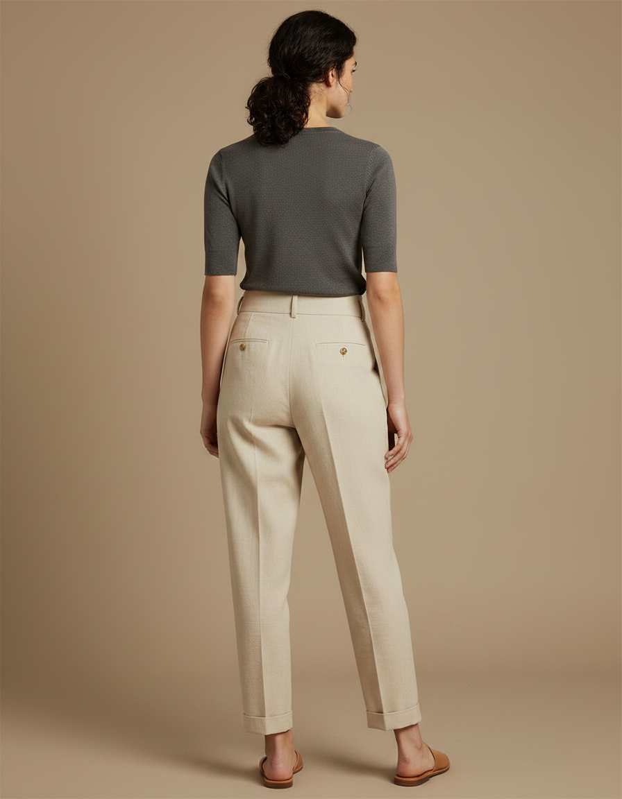Pantalon Lin Chino Femme - Beige - vue 2