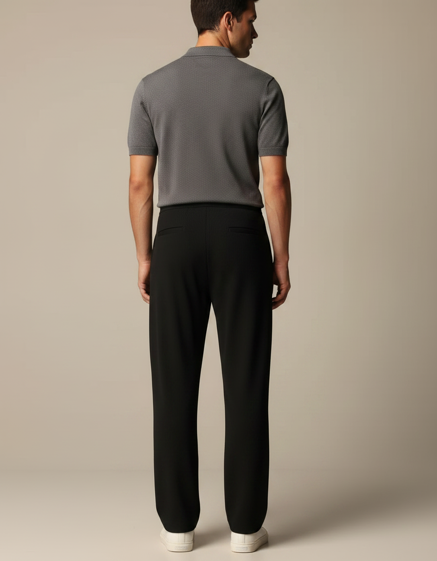 Pantalon Chino Noir Fluide Détente Homme - Maille - vue 2