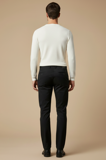 Pantalon Chino Noir Coton Stretch Homme Classique - vue 2