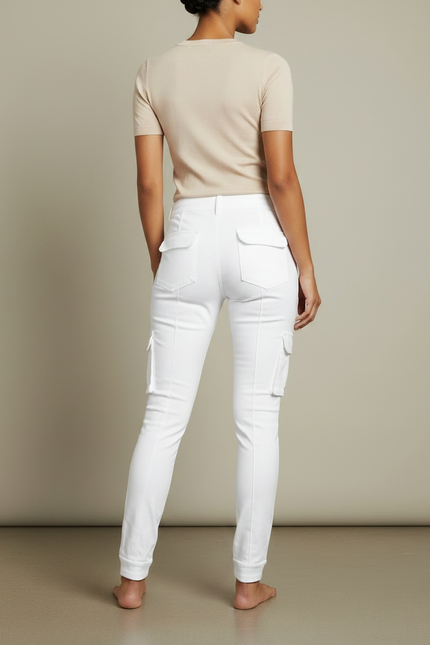 Pantalon Chino Blanc Cargo Slim Femme Cordon - Coton - vue 2