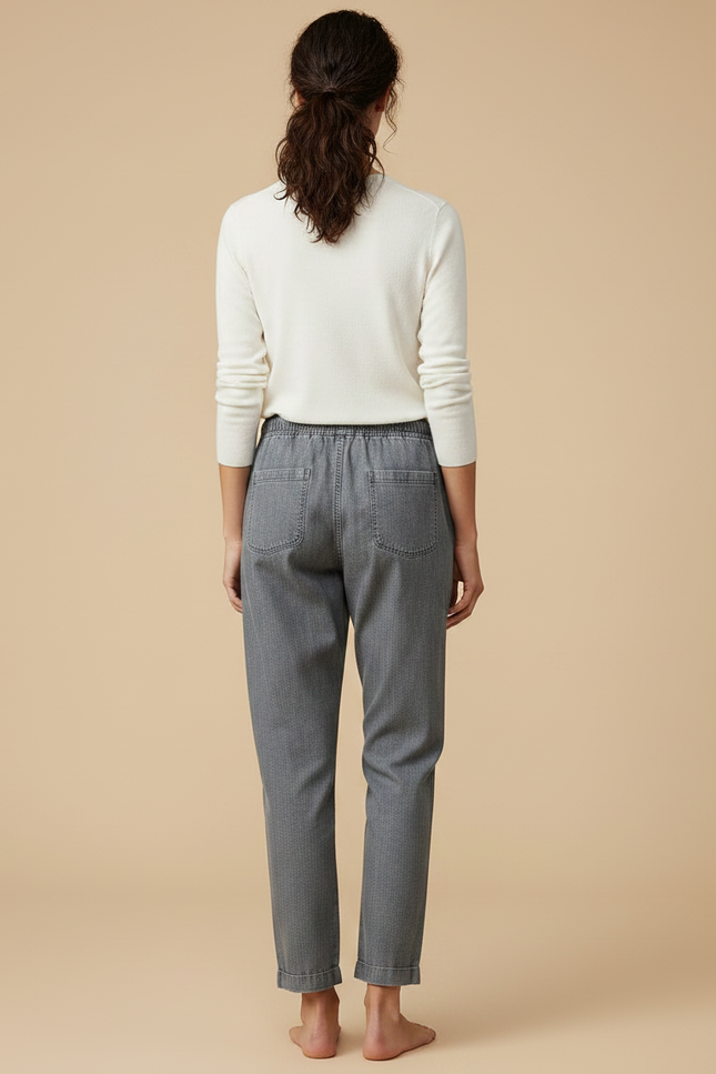 Pantalon Chino Gris Cordon Décontracté Femme - Jean - vue 2