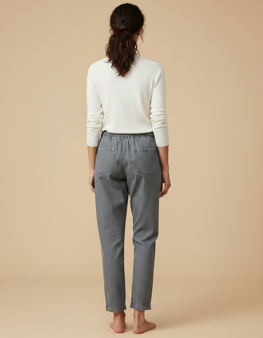 Pantalon Chino Gris Cordon Décontracté Femme - Jean - vue 2