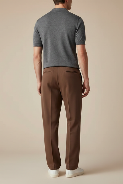 Pantalon Chino Marron Droit Sport Décontracté Homme - Polyester - vue 2