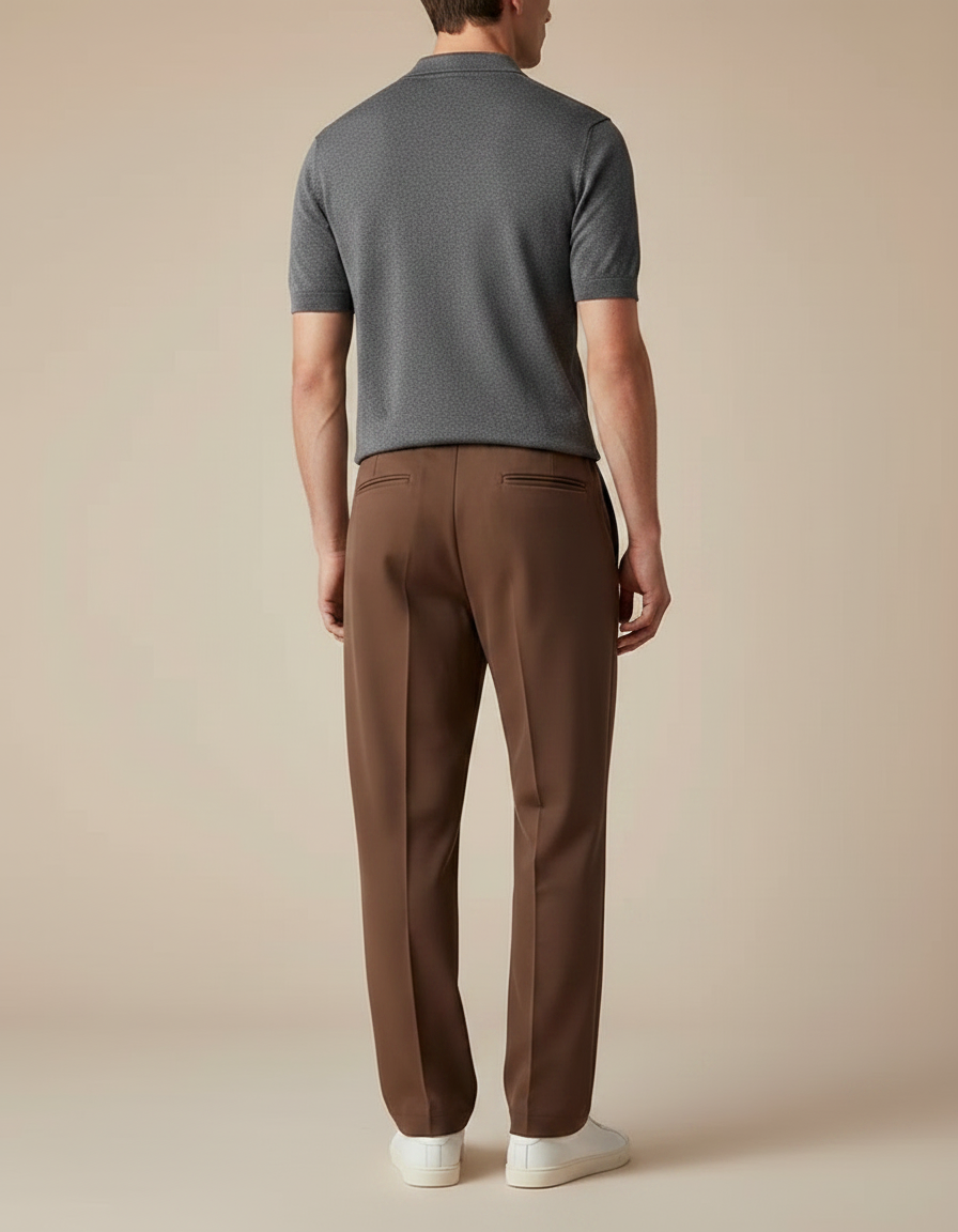 Pantalon Chino Marron Droit Sport Décontracté Homme - Polyester - vue 2