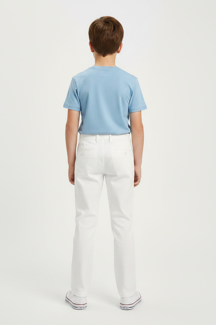 Pantalon Chino Blanc Droit Coton Garçon Élégant - vue 2
