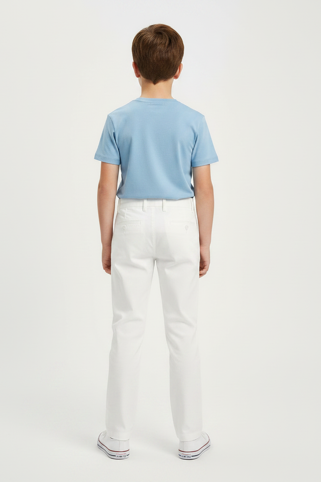 Pantalon Chino Blanc Droit Coton Garçon Élégant - vue 2
