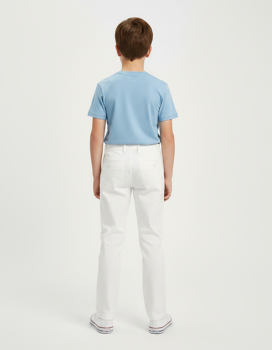 Pantalon Chino Blanc Droit Coton Garçon Élégant - vue 2
