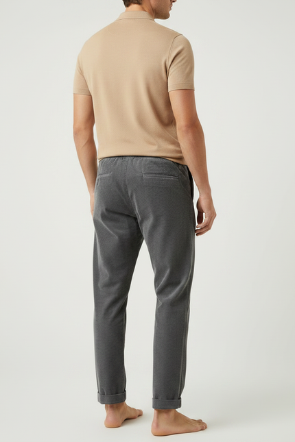 Pantalon Chino Gris Côtelé Droit Décontracté Homme - Cordé - vue 2
