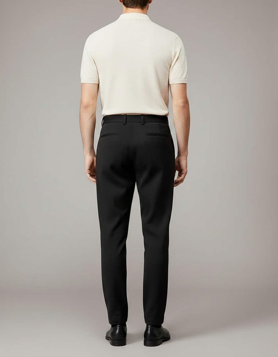 Pantalon Chino Noir Droit Homme Élégant - Gabardine - vue 2