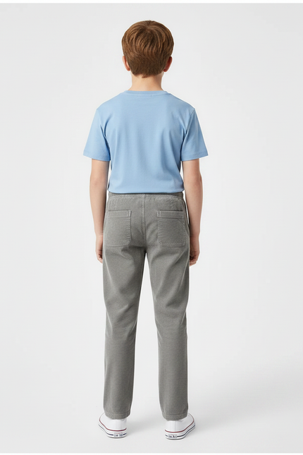 Pantalon Chino Garçon Gris Droit Velours Côtelé - Cordé - vue 2