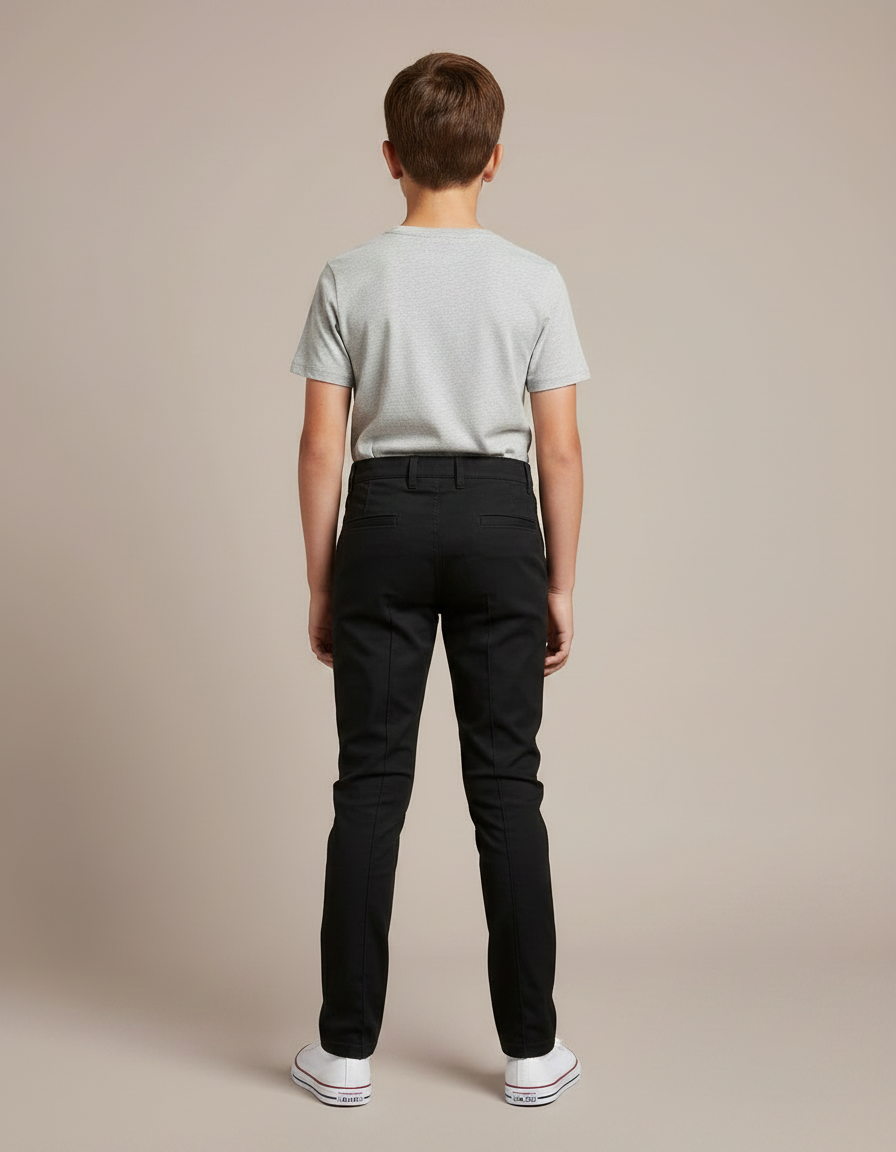 Pantalon Chino Noir Garcon - Coton - vue 2