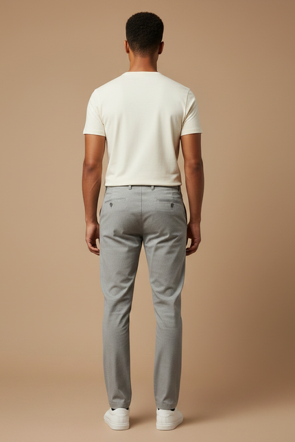 Pantalon Chino Gris Clair Coton Coupe Ajustée Homme - vue 2