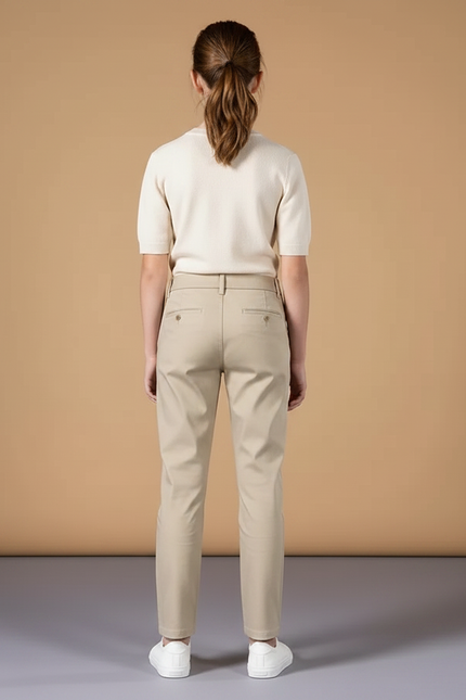 Pantalon Chino Beige Droit Classique Enfant - Gabardine - vue 2