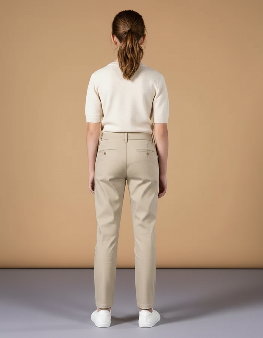 Pantalon Chino Beige Droit Classique Enfant - Gabardine - vue 2