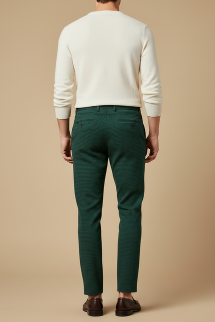Pantalon Chino Vert Foncé Texturé Slim Homme - Maille - vue 2