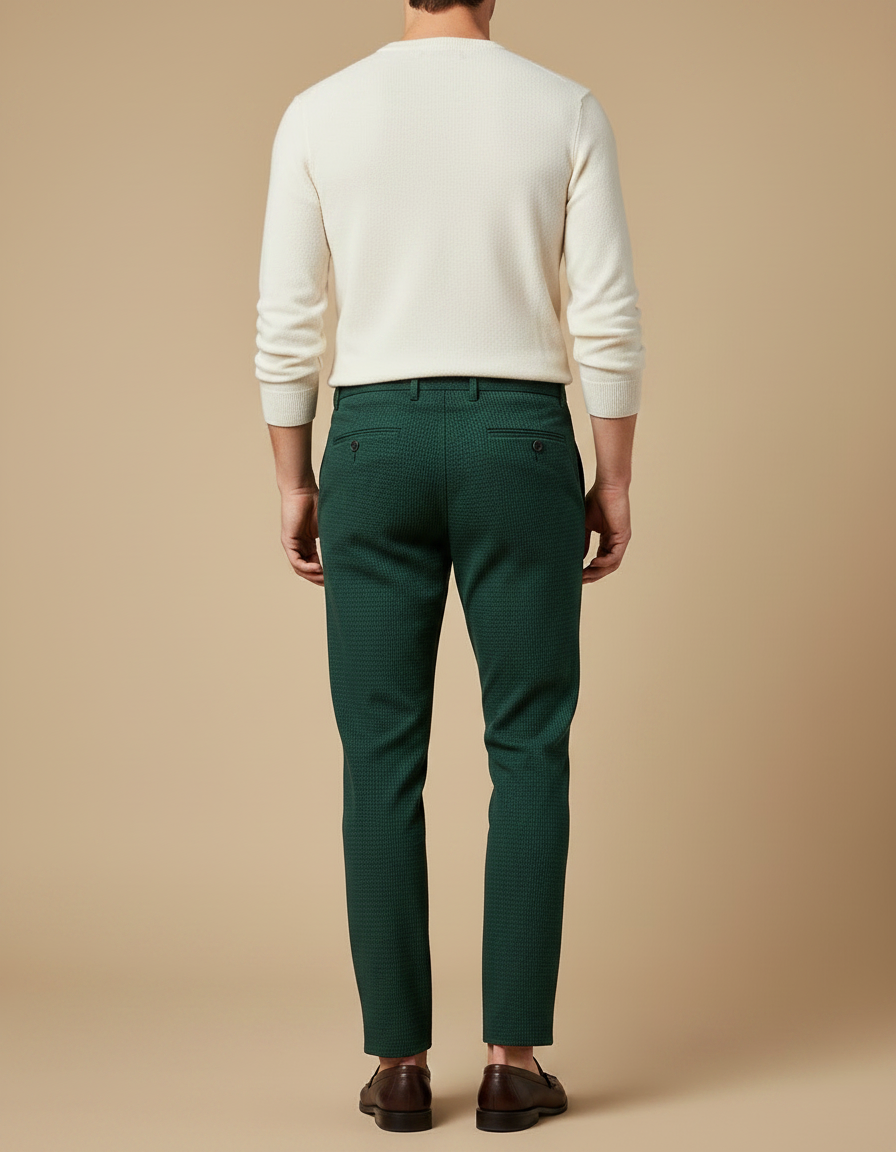 Pantalon Chino Vert Foncé Texturé Slim Homme - Maille - vue 2
