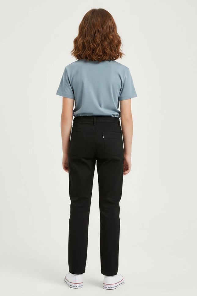 Pantalon Chino Fille Noir Droit - Coton - vue 2