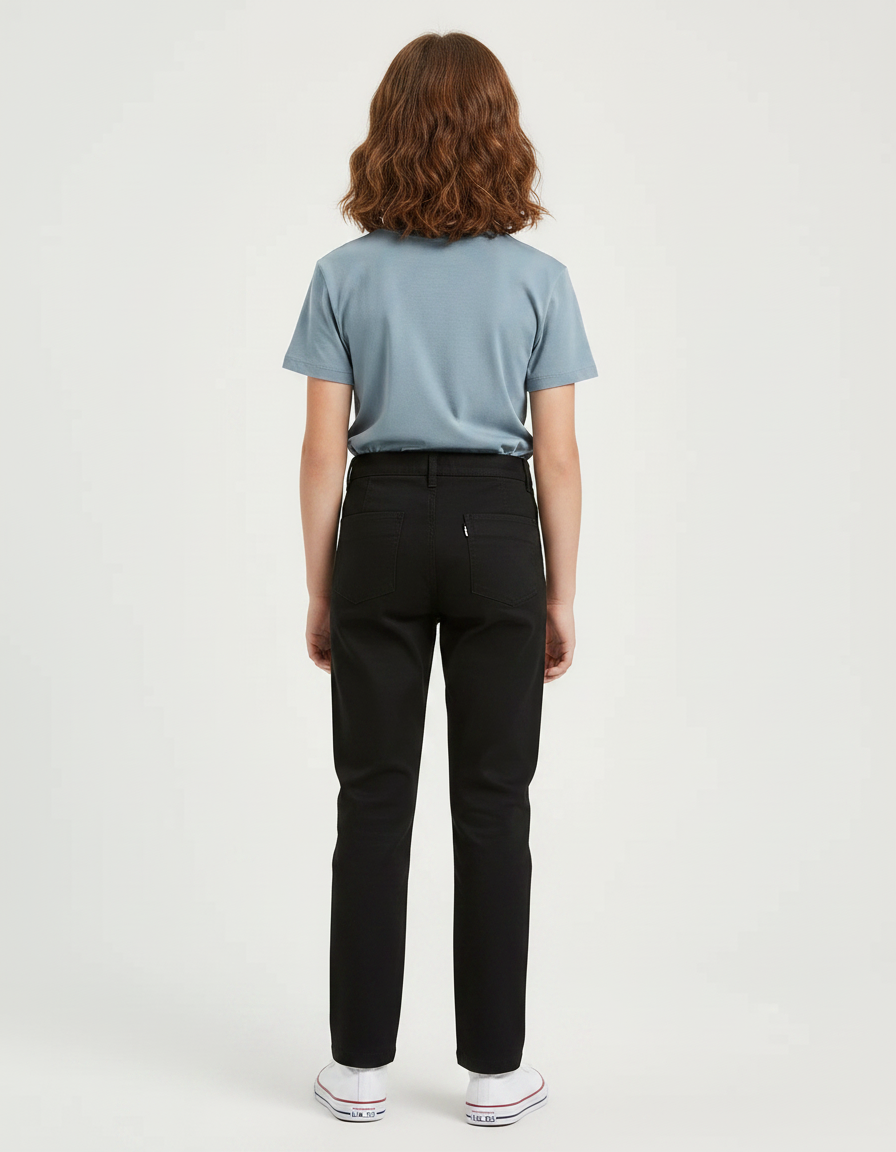 Pantalon Chino Fille Noir Droit - Coton - vue 2