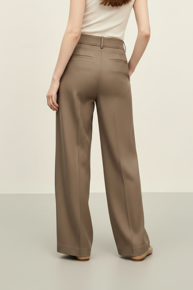 Pantalon Chino Marron Plissé Ample Décontracté - Kaki Gabardine - vue 2