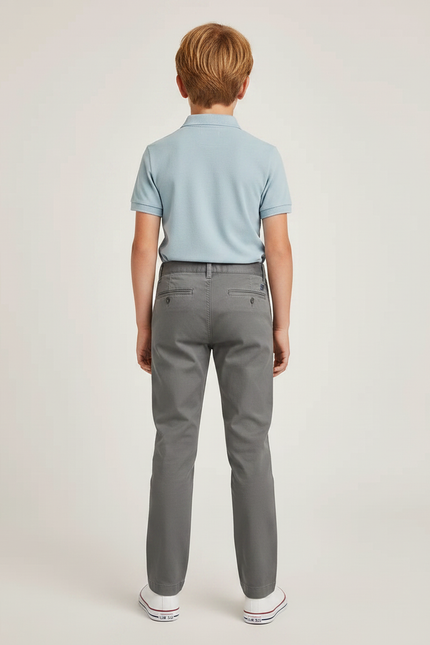 Pantalon Chino Garçon Gris Droit - Coton - vue 2