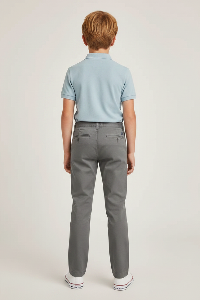 Pantalon Chino Garçon Gris Droit - Coton - vue 2