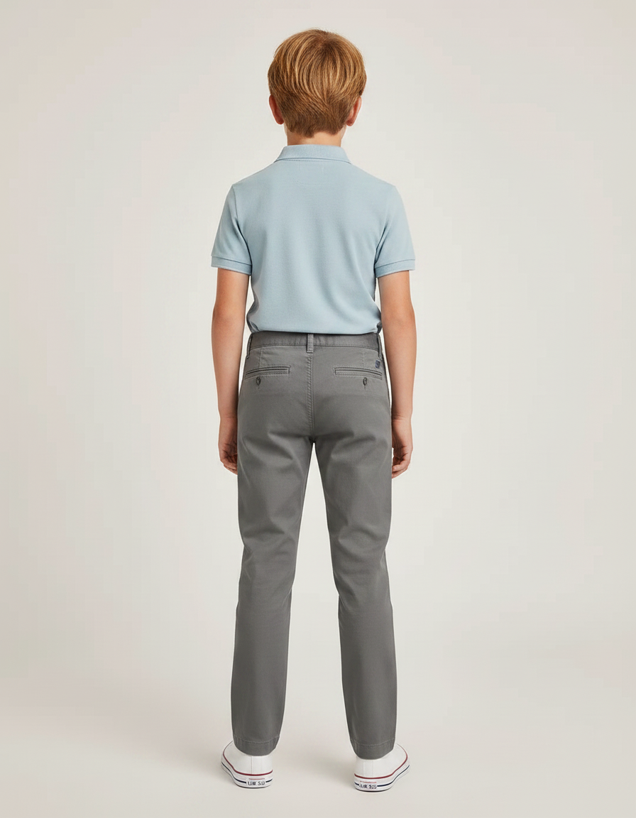 Pantalon Chino Garçon Gris Droit - Coton - vue 2