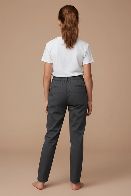 Pantalon Chino Gris Anthracite Coupe Droite Enfant - Gabardine - vue 2
