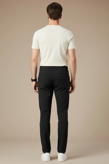 Pantalon Chino Noir Slim Extensible Homme Élégant - Polyester - vue 2