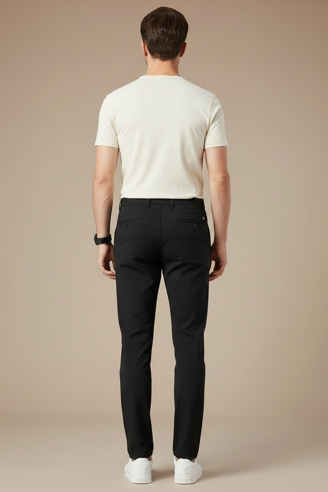 Pantalon Chino Noir Slim Extensible Homme Élégant - Polyester - vue 2