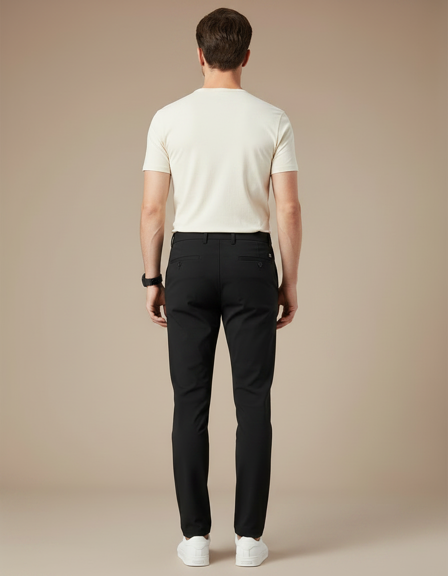 Pantalon Chino Noir Slim Extensible Homme Élégant - Polyester - vue 2
