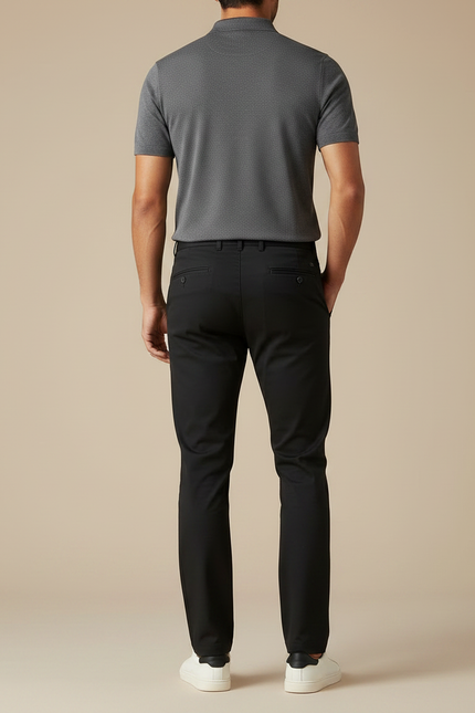 Pantalon Chino Homme Noir Droit Élégant Coton - vue 2