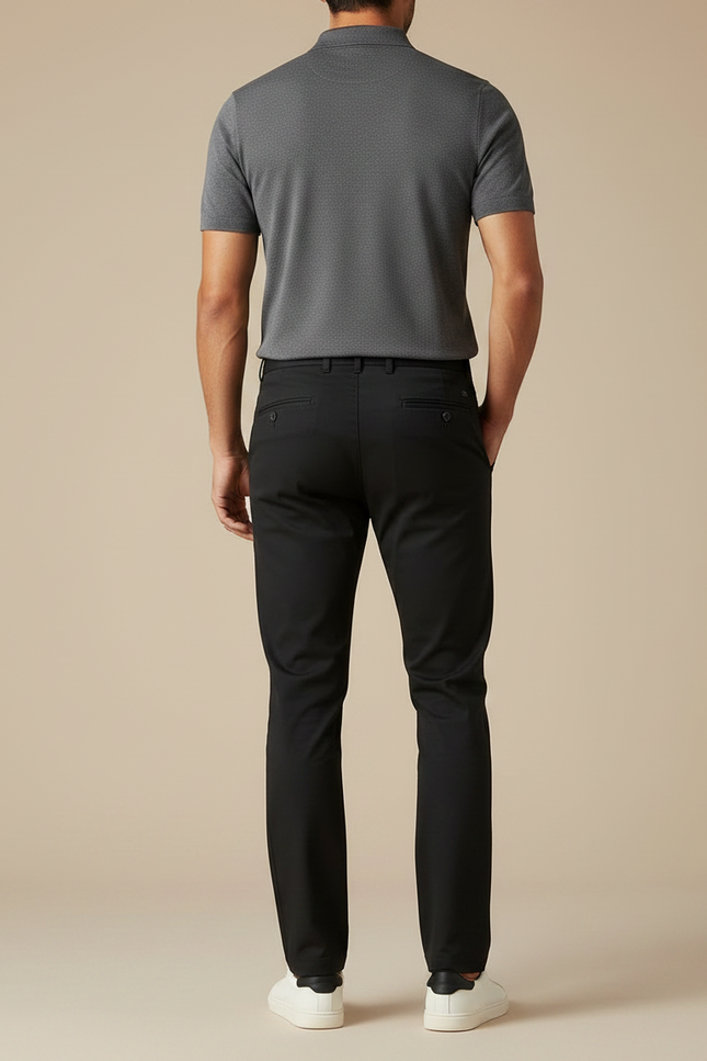 Pantalon Chino Homme Noir Droit Élégant Coton - vue 2