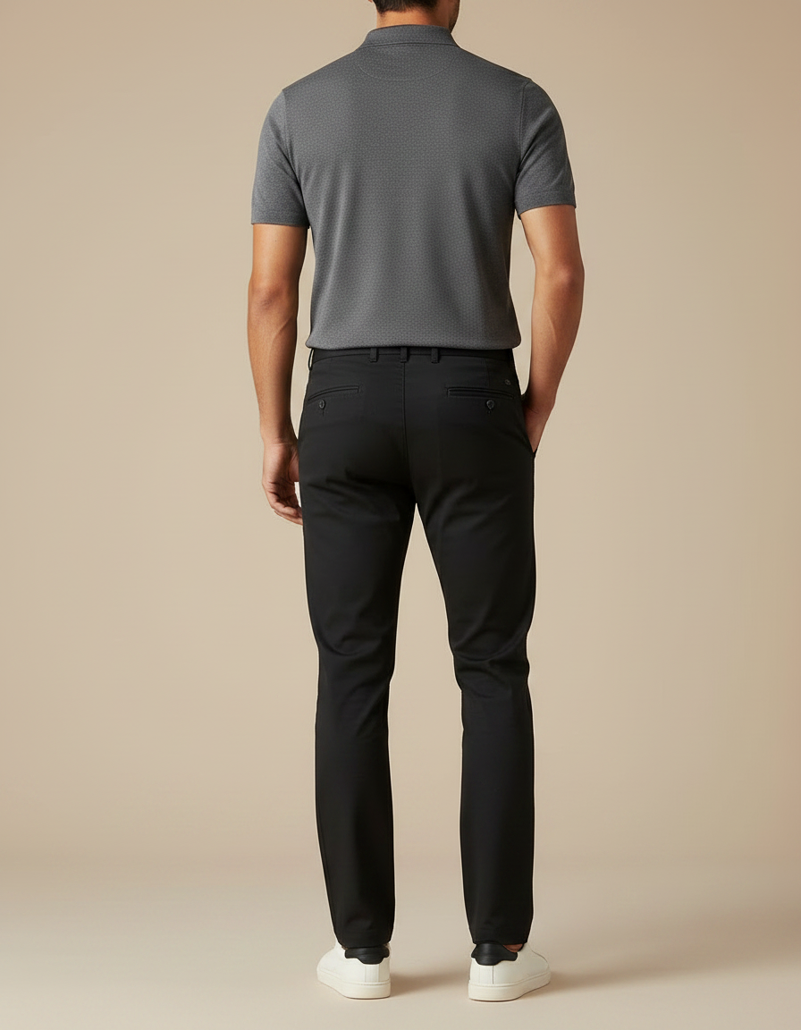 Pantalon Chino Homme Noir Droit Élégant Coton - vue 2