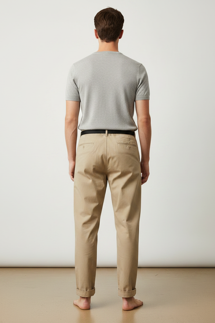 Pantalon Chino Beige Ample Décontracté Homme - Gabardine - vue 2