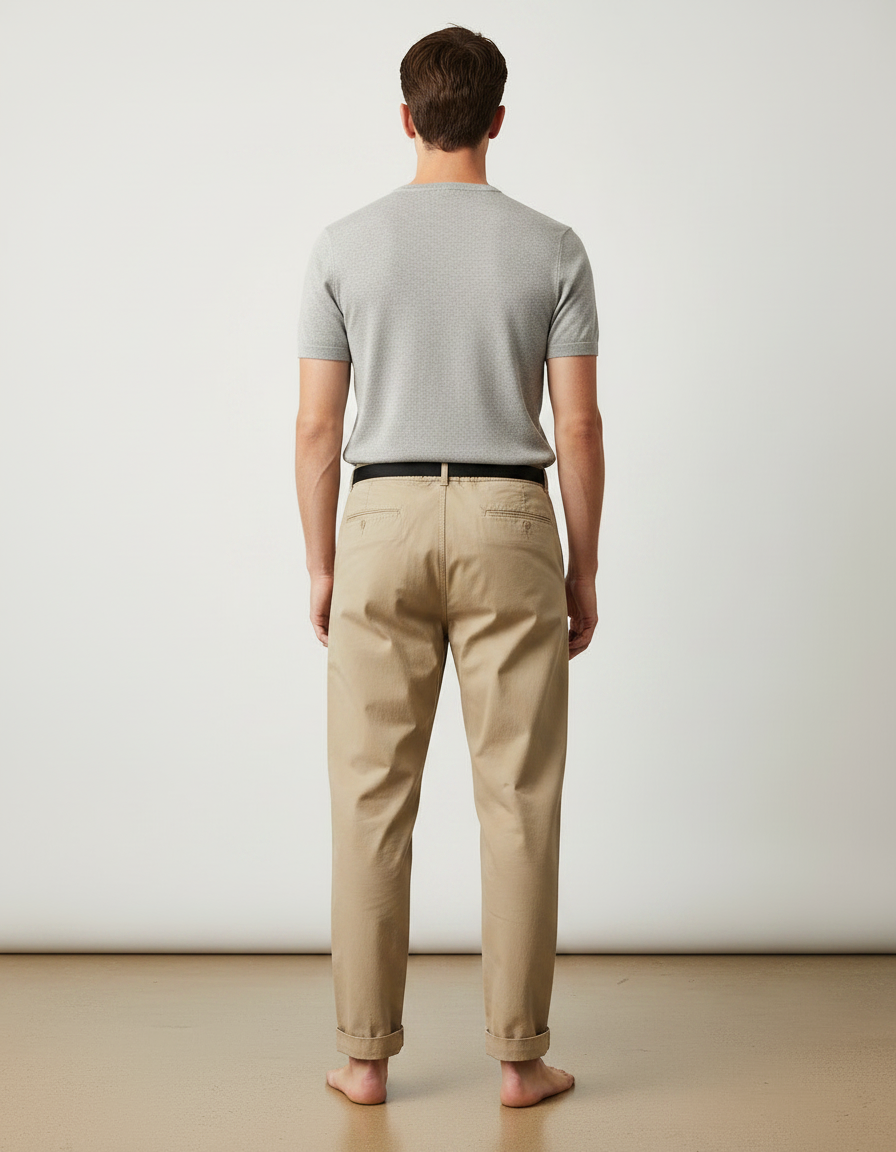 Pantalon Chino Beige Ample Décontracté Homme - Gabardine - vue 2