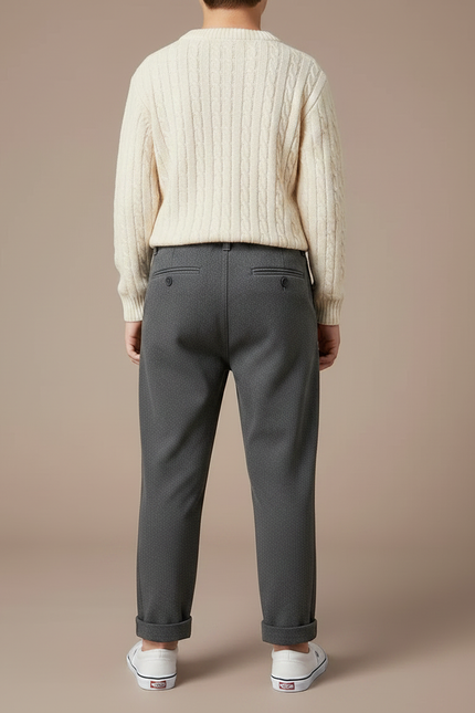 Pantalon Chino Gris Plissé Décontracté Enfant - Gabardine - vue 2