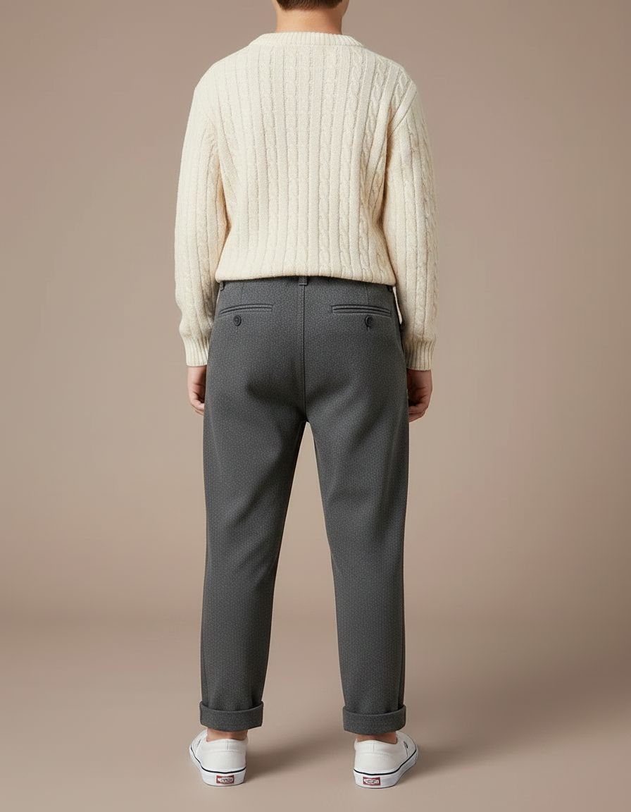Pantalon Chino Gris Plissé Décontracté Enfant - Gabardine - vue 2