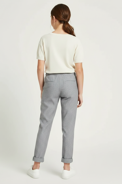 Pantalon Chino Gris Coton Lin Ample Enfant Décontracté - vue 2