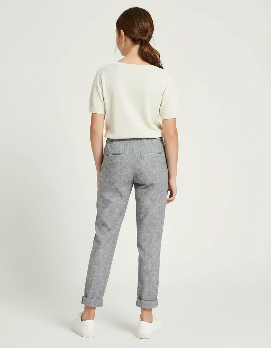 Pantalon Chino Gris Coton Lin Ample Enfant Décontracté - vue 2