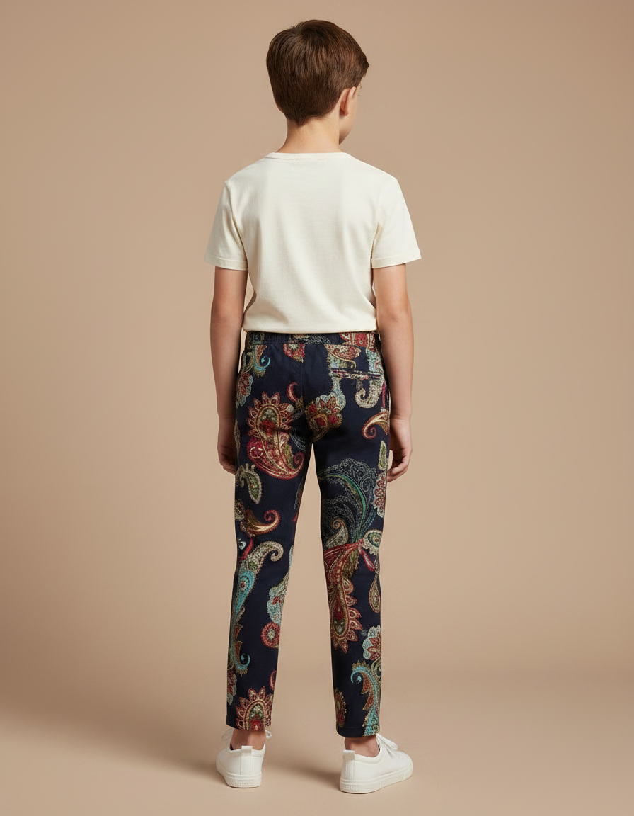 Pantalon Chino Paisley Multicolore Décontracté Enfant - Coton - vue 2