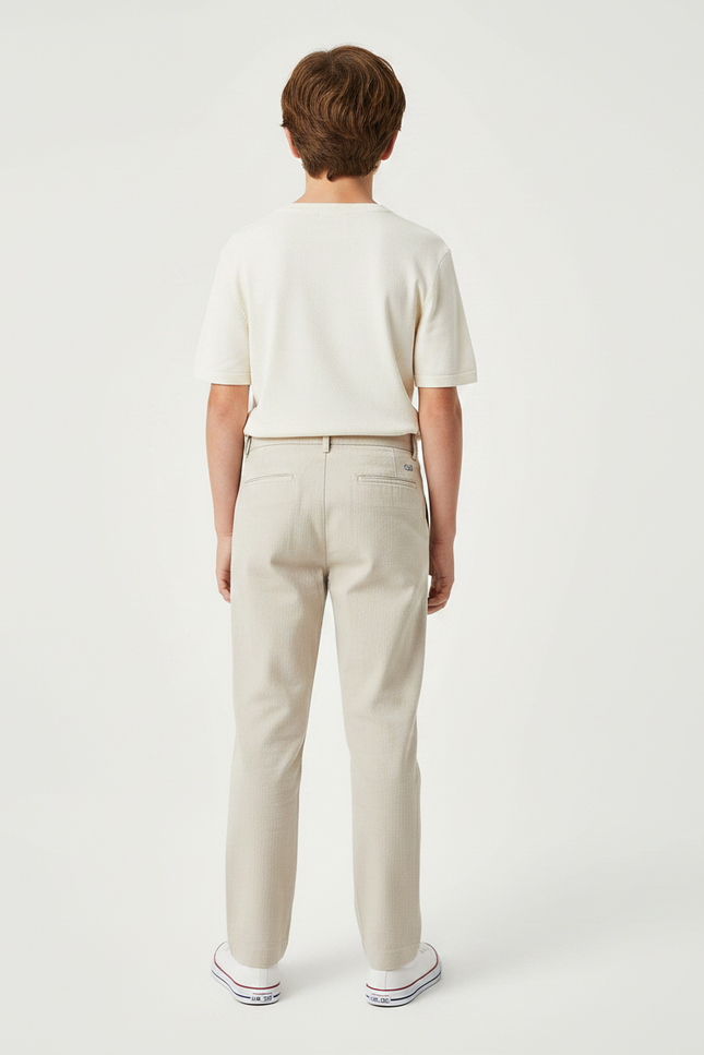 Pantalon Chino Beige Plissé Décontracté Homme Coton - vue 2