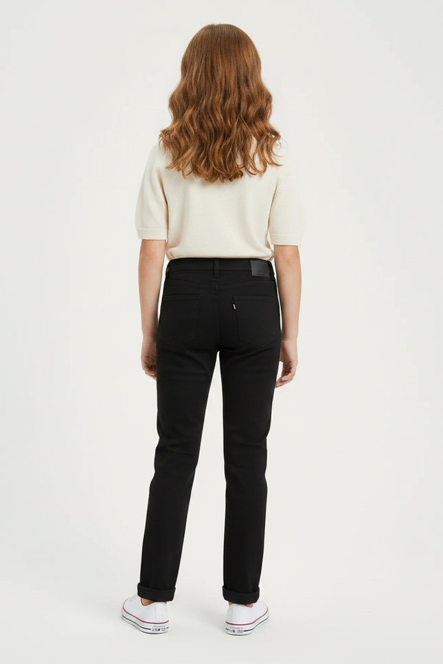 Pantalon Chino Noir Droit Coton Enfant Classique - vue 2
